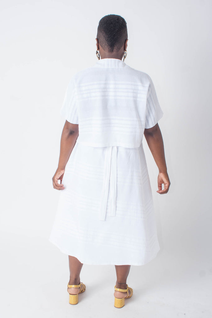 Loup - Lori Skirt - White Embroidered Stripes | Stature