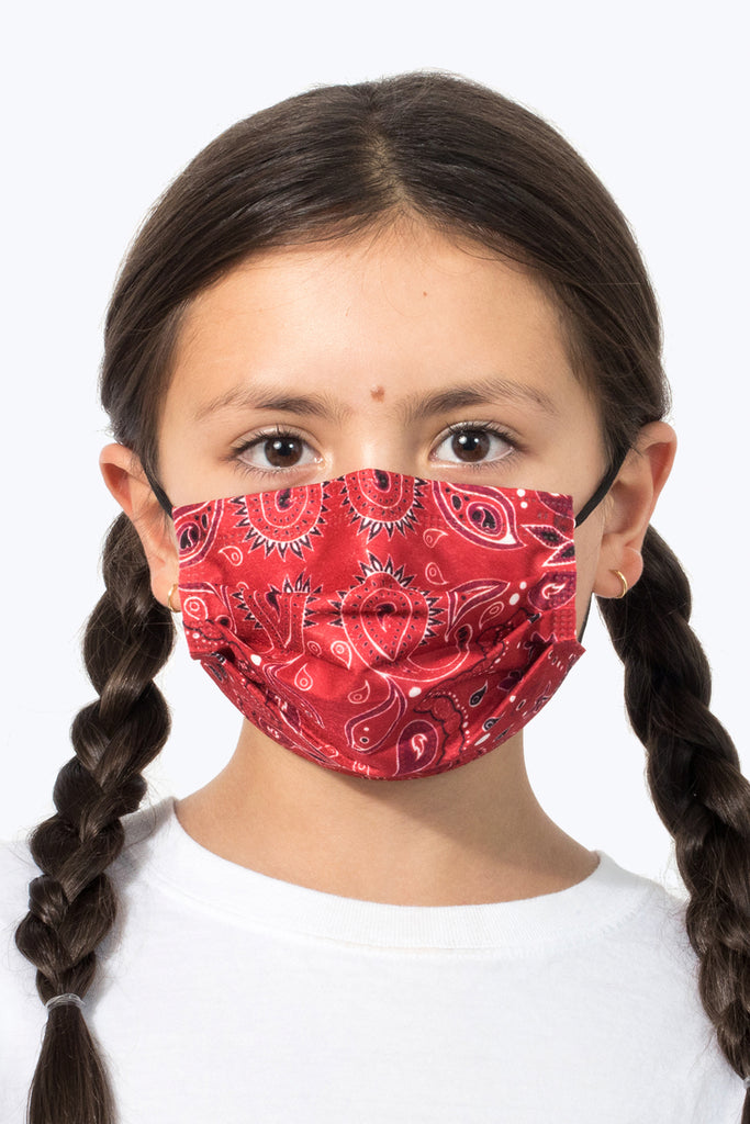 barriere Cherry & Red Bandana Medical Grade Masks - Kids Size - 10-Pack at STATURE | staturenyc.com