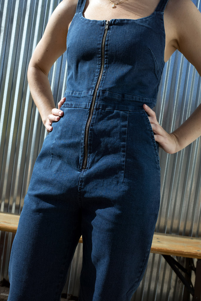 Loup NYC - Claudia Jumpsuit (Petite Exclusive) - Washed Indigo at Stature | staturenyc.com