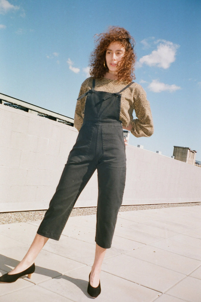 Loup Knot Overalls - Black Stretch Twill - Petite Exclusive at STATURE | staturenyc.com