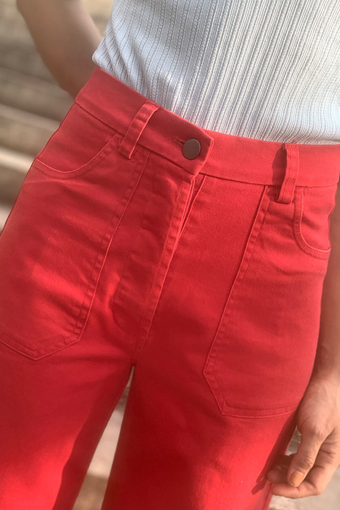 Loup Simone Petite Exclusive Jeans in Red at STATURE | staturenyc.com