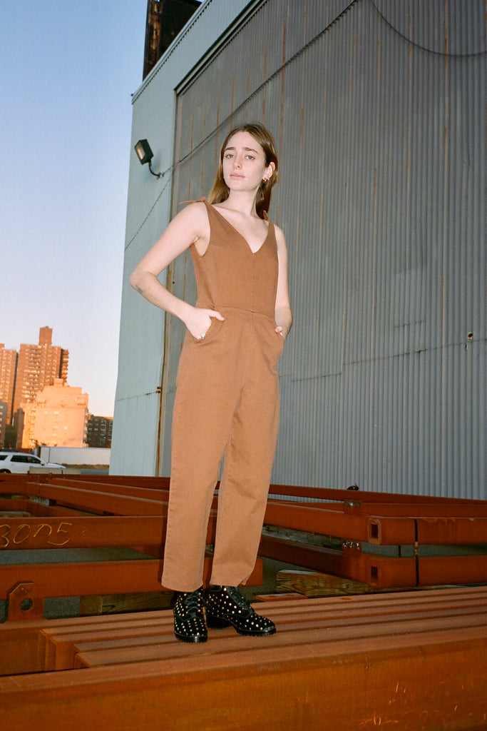 Loup - Slate Coverall (Petite Exclusive) - Tan stretch cotton twill at STATURE | staturenyc.com