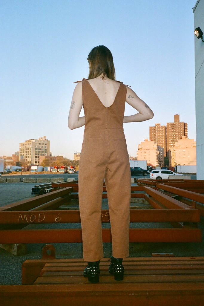 Loup - Slate Coverall (Petite Exclusive) - Tan stretch cotton twill at STATURE | staturenyc.com
