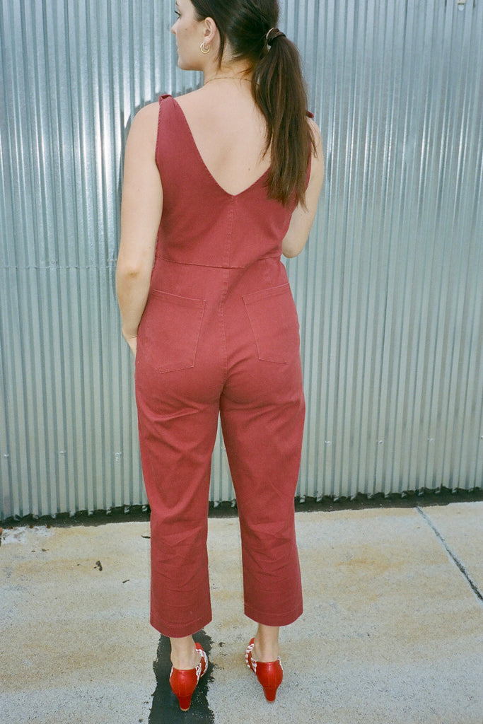 Loup NYC - Slate Coverall (Petite Exclusive) - Terracotta stretch cotton twill at STATURE | staturenyc.com